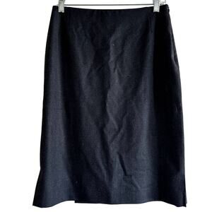 Akris Pencil Skirt Knee Length Back Zip Lined Career Wool Viscose Dark Gray 8